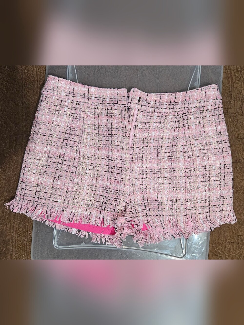VERY J Tweed Fringe skirt Pink Shorts Medium